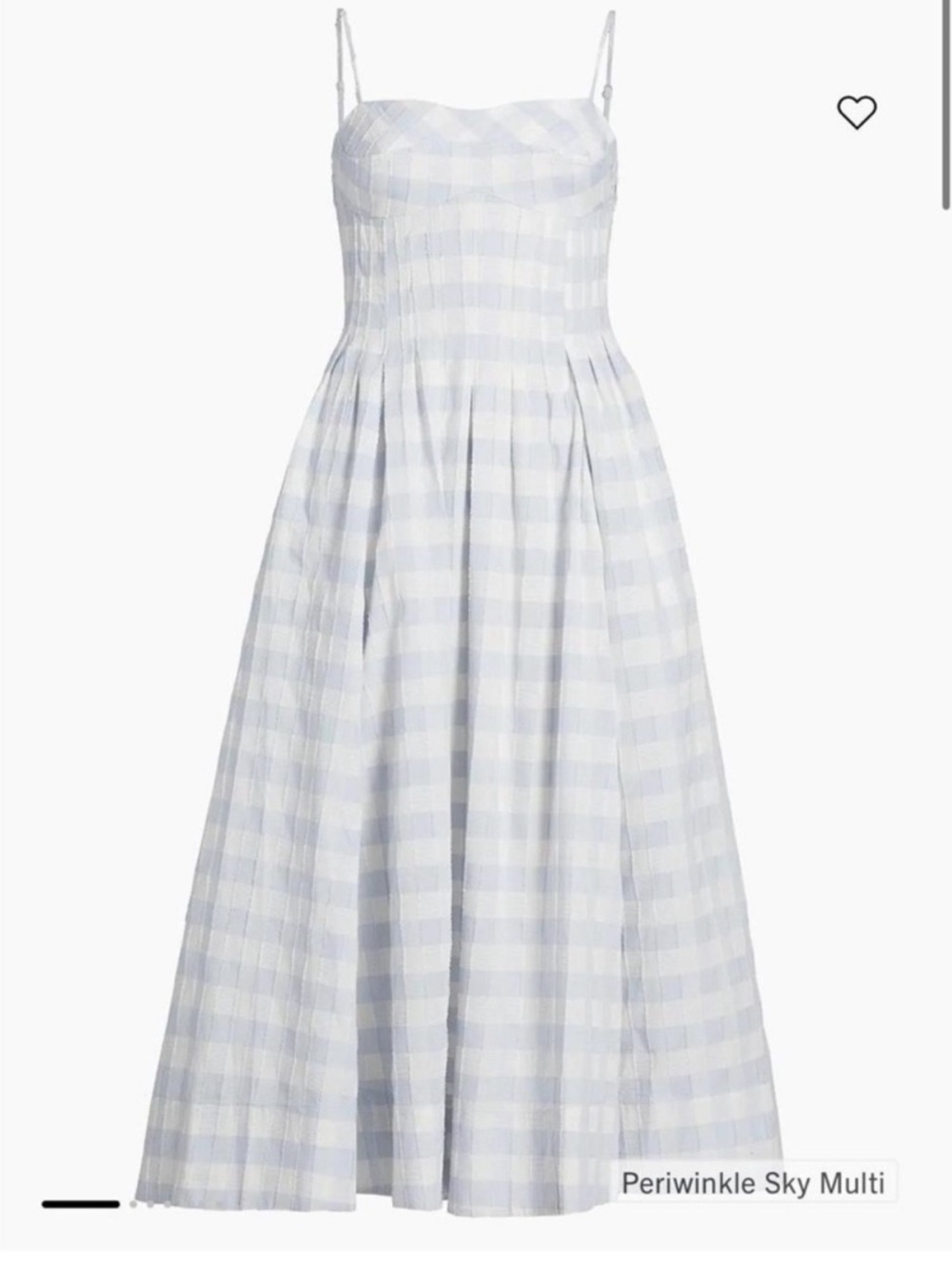 NWT Caroline Constas L pleated check blue & white maxi dress